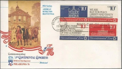 Scott 1543-46 FDC with block of 4 stamps - 10 cent - 1974 - Bicentennial Era - Image 1 of 2