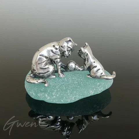 Vtg Miniature Cat Statue Kitten Figurine 18 x 41 mm Sterling Silver 925 Figure Cover