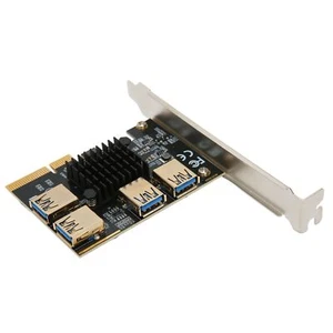 PCI‑E Riser Card PCI‑E X4 1 To 4 PCI Express 16X Slot Adapter Card USB 3.0 A New - Picture 1 of 24