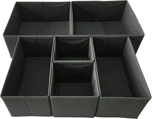 Foldable Storage Box with Drawers for Underwear, Socks, Ties, 6 Pack, Grey - Picture 1 of 4