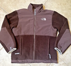 The North Face Denali Jacket Girls Size Medium Brown Fleece Coat Zipper Pockets - Picture 1 of 12
