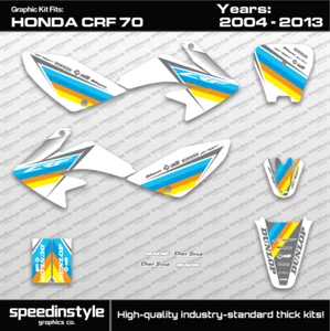 2004-2013 HONDA CRF 70 KIT GRÁFICO CALCOMANÍAS CRF70 MOTOCROSS FADE calcomanías puesta de sol - Imagen 1 de 1