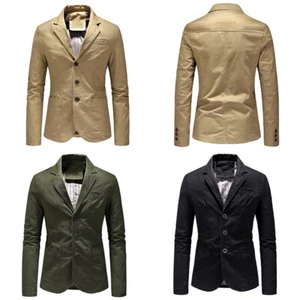 Traje Blazer informal de algodón de negocios para hombre Chaqueta Calce Ajustado Abrigo para el torso - Imagen 1 de 15