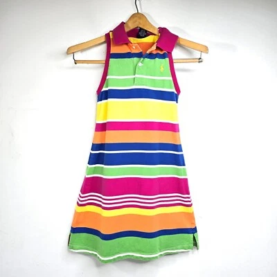 Vestido Ralph Lauren Etiqueta Negra 2 PIEZAS Niña Rayas Sin Mangas L Arco Iris Gemelos Foto 1 de 4