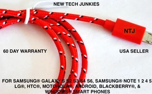 3ft Braided Micro USB power cord Charger Cable for samsung galaxy s4 s6+ s7 HTC - Picture 1 of 28
