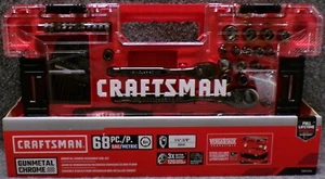 Craftsman 68 pc. SAE Metric Gunmetal Chrome Mechanics Tool Set CMMT45314 - Picture 1 of 3