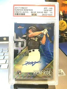 2017 HUNTER RENFROE #18/25 FINEST FIRST AUTO-BLUE WAVE REFRACTOR #FF-HR GEM 10 G - Picture 1 of 9