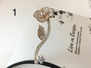 Skinny Black Headbands w/ Multi-Unique Shinny Vertical Crystal Design(6 Options) - Picture 1 of 7
