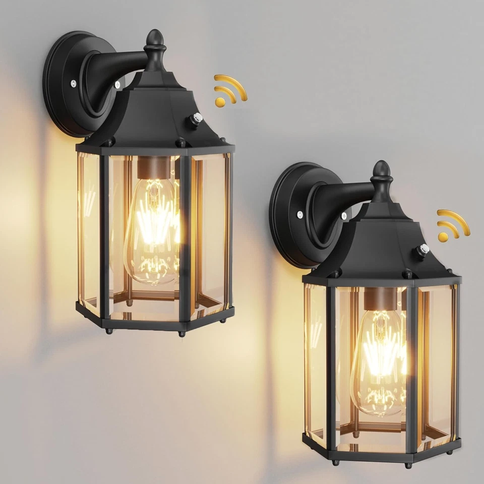 Outdoor Wall Light Fixture Dusk To Dawn 2 Pack Matte Black Outdoor Porch Lights - Image 1 of 4