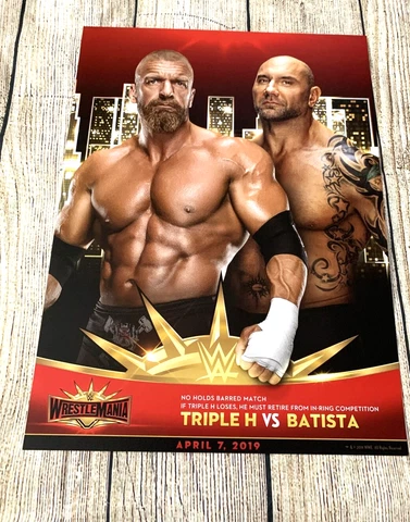 WWE WrestleMania 35 11"x15" Match Card Poster Triple H Vs Batista Cover