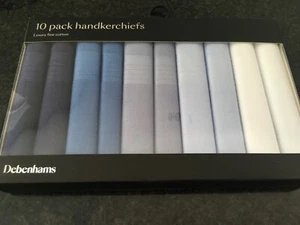 10 High St Osborne luxury fine 100% white shades of blue Handkerchiefs hankies - Picture 1 of 2