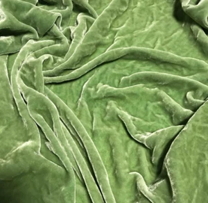 CELADON GREEN Hand Dyed Silk Velvet Fabric - Picture 1 of 2