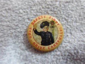 1930's Hal Roach Studios SPANKY OUR Gang SAFETY FIRST Celluloid Pin Back Button - Picture 1 of 2