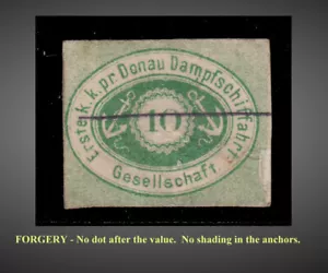 1867 AUSTRIA Danubio Vapor Navegación Danubio-DDSG PLUMA CANCELACIÓN FALSIFICACIÓN MI.3 - Imagen 1 de 1