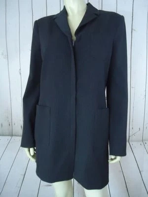 Blazer Abrigo Thalian 10 Gris Oscuro Brezo Cremallera Frontal Largo Elegante Poli Rayón Elastizado Foto 1 de 4