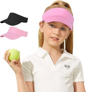 UPF 50+ Kids Visor Sun Hat Adjustable Girls High Ponytail Tennis Hat Sports Boys - Picture 1 of 12
