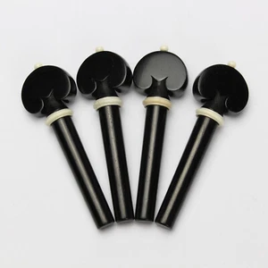 Finest Quality Ebony Violin Peg Set - Heart Model with White Trim - Picture 1 of 4