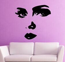 Wall Stickers Vinyl Decal Sexy Girl Face Makeup Fashion Eyes (ig1801)