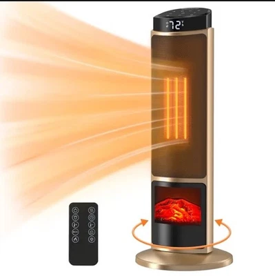 Gold 1500W Space Heater Portable Heater Indoor Bedroom Living Room w/ Remote 70° - Image 1 of 3