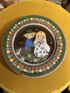 Vintage Kohler Biel Handarbeit Swiss Pottery, 11” Plate, Boy Girl Man Women - Picture 1 of 9
