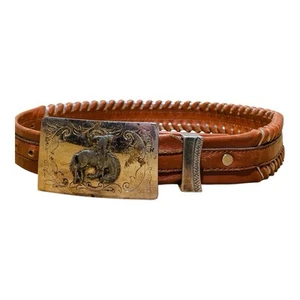Kids Western Core Leather Belt & Roper Buckle Waist Size 24” to 26” - Picture 1 of 5