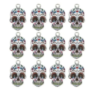10 Ungewöhnliche Blatt Design "Tag der Toten" Totenkopf Steampunk Charm Anhänger - Bild 1 von 1
