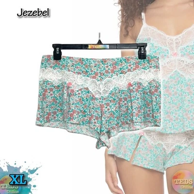 Pantalones Cortos Jezebel Para Mujer XL Myrna Modal Encaje Solo, Flora Verde Nuevo sin Etiquetas Foto 1 de 4