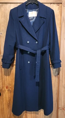 Vintage Pendleton Blue Wool Gabardine Coat Size 12? Womens 70s Belted Lined - Image 1 of 4