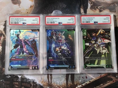 Gundam TCG Edition Beta LR PSA 10 Set - Gundam, Wing, Aile Strike - Image 1 of 2
