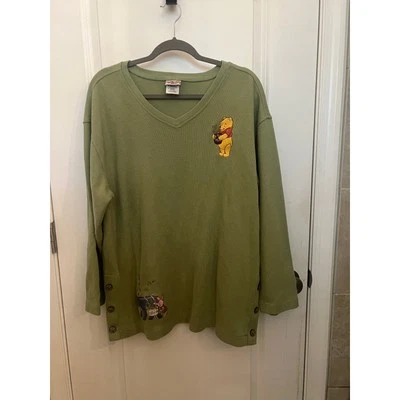 Blusa de algodón manga larga verde Winnie the Pooh de colección rara de la tienda Disney Foto 1 de 4
