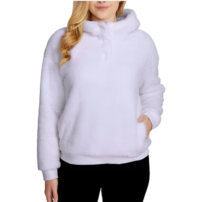 Lukka Lux Women's Faux Fur Fleece Funnel Neck Hoodie Pullover, Purple, Large - Image 1 of 2