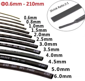 Φ0.6mm Bis Φ210mm Schwarz Schrumpfschlauch 2:1 Kabel Draht Schlauch Elektrischer - Bild 1 von 4