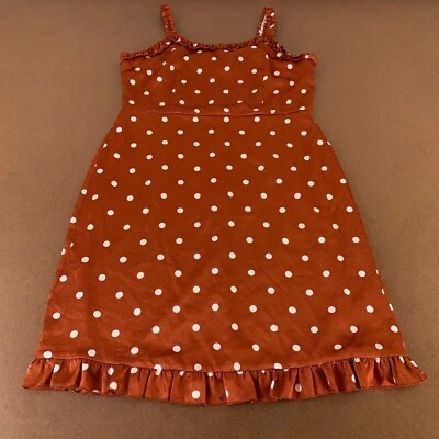 Vestido para mujer Cato talla 14 lunares oxidados texturizado satinado sin mangas con volantes Foto 1 de 4