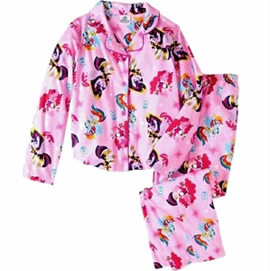My Little Pony Button Up Pajamas set 6 -6X SM Child Girls 2 Piece Flannel New   - Picture 1 of 1