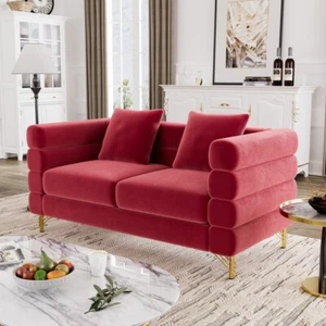 Modern Comfy Velvet Cloud Sofa Couch 2/3 Seater Large Loveseat with 2/3 Pillows - Picture 1 of 120