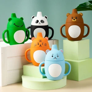 Sippy Animal Silicone Sipping Water Cups Safe BPA Free Silicone Baby(Bulk 3Sets) - Picture 1 of 12