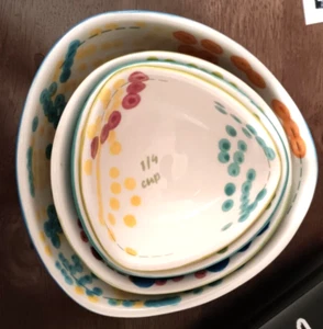 Anthropologie Set of 4 Nesting Measuring Bowl Cups, Hand Painted, Boho, READ - Picture 1 of 11