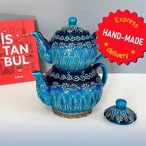 Ceramic turquoise teapot — handmade pottery, handmade ceramic, home decor - Picture 1 of 10