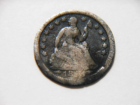 1853?-O or 1855?-O Silver Seated Liberty Half Dime with VG details & a weak date Cover