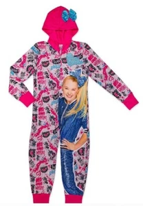JoJo Siwa Girls 1 Piece Hooded Union Suit Blanket Sleeper Pajama - Size 7/8 - Picture 1 of 5