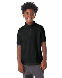 2 Pack Of Hanes 054Y Youth Cotton/Poly EcoSmart T Shirt Stylish Jersey Knit Polo - Picture 1 of 9