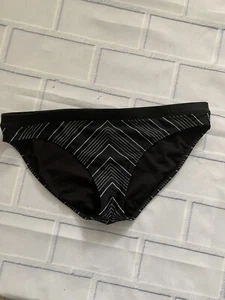 Athleta Badehose groß schwarz weiß Streifen Chevron elastischer Bund Bikini - Bild 1 von 6