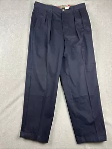 Tommy Hilfiger Pants Mens 36x30 Blue Pleated Wide Leg Cuffed Khakis VTG Y2K NWT - Picture 1 of 9