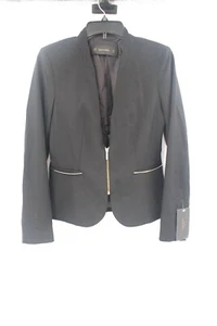 NWT ZARA Basic Women's XS Black Collarless Blazer Zip Gold hardware details - Picture 1 of 12