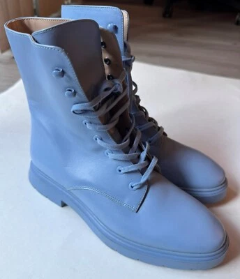 Stuart Weitzman McKenzee Cornflower Blue Combat Boots Size 6.5 Rare baby blue - Image 1 of 4