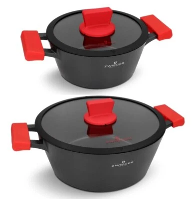 ZWIEGER OBSIDIAN SET OF POTS 4 PCS 20/28 CM COOKWARE ALUMINIUM STEWPOTS LIDS POT - Image 1 of 4