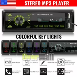 1DIN Car Stereo Radio Bluetooth MP3 Player In-Dash USB AUX Non-CD Touch Screen - Picture 1 of 12