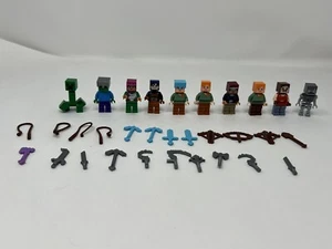 LEGO Minecraft Minifig Lot Of 10 + Some Accessories ￼ - Picture 1 of 7