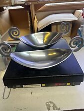 Post Modern Art Decor Aluminum Bowl Vessel Lot Of 2 Coil Swirl Twirl Handles 