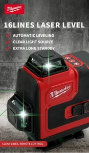 Milwaukee Laser Level Green 16 Lines 4D Self Leveling 360 Horizontal and Vertica - Picture 1 of 11